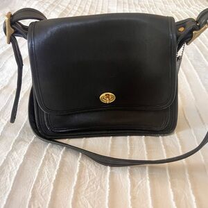 Coach Rambler Legacy Vintage 9061 Black Crossover Bag Brass Hardware